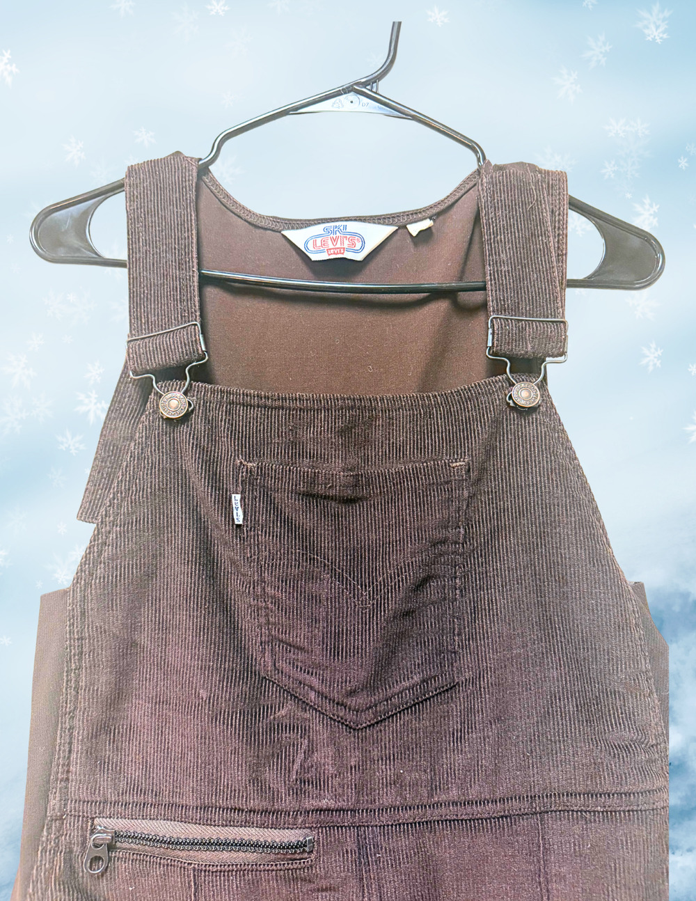 Vintage 70s Ski Levis BrownCorduroy Insulated Snow Overalls Womens S 15/16 Brown